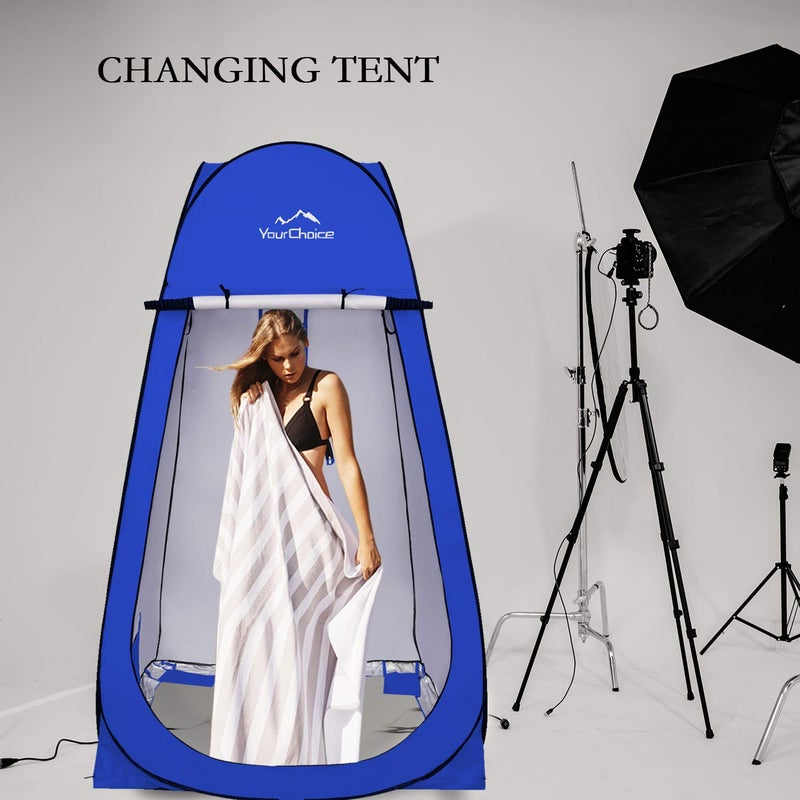 Your Choice XL Pop Up Privacy Shower Tent - Portable Changing Tent for Camping, Beach & Poolside - 82.6" Tall Double Storage Pockets & Carry Bag - Blue - Image 4